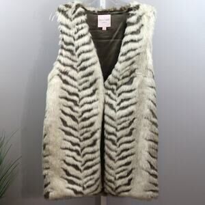 Romeo &‎ Juliet Couture Faux Fur Vest M Zebra Stripe Animal Print